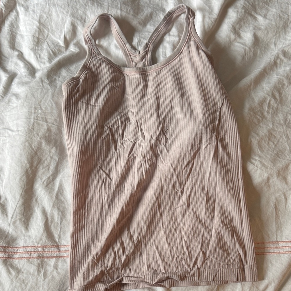 Women's Pink Ribbed Tank Top - Picture 2 of 4